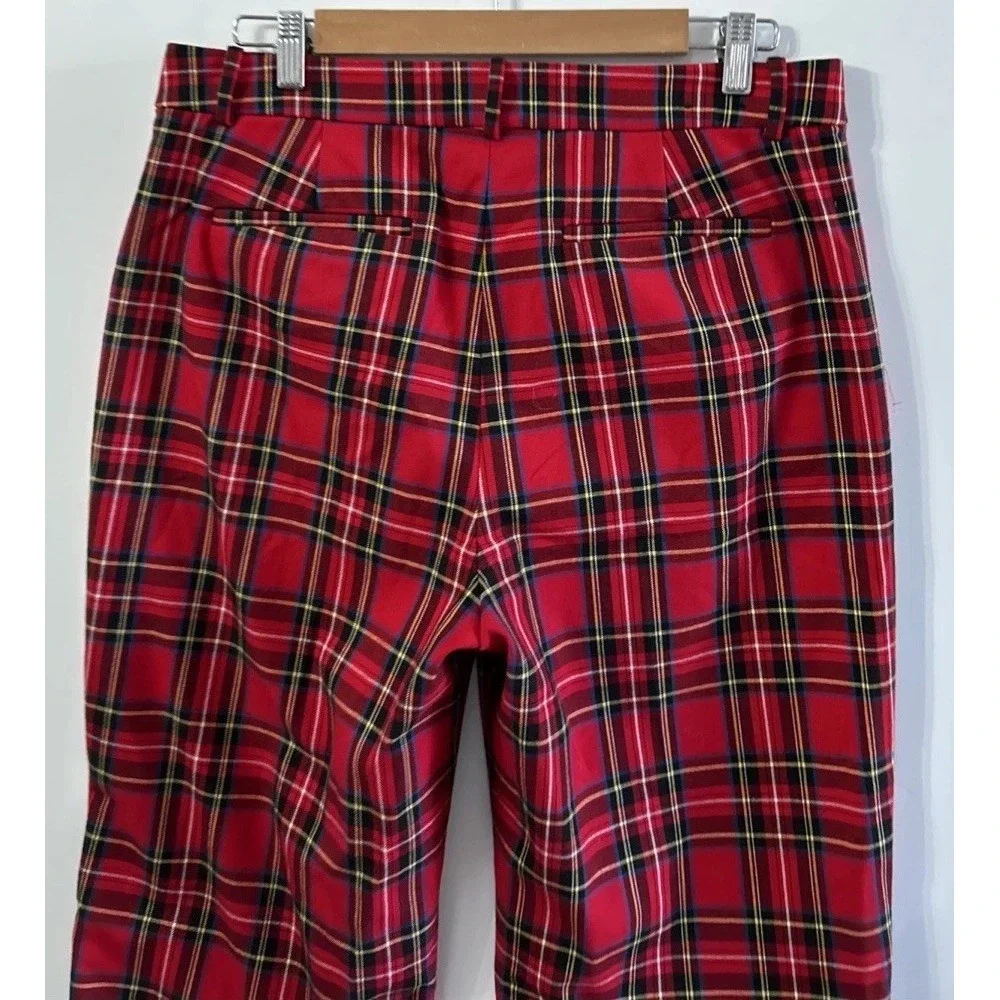 WOMEN'S J CREW Kallie Pant STEWART RED TARTAN PLAID Sz 10 Holiday EC